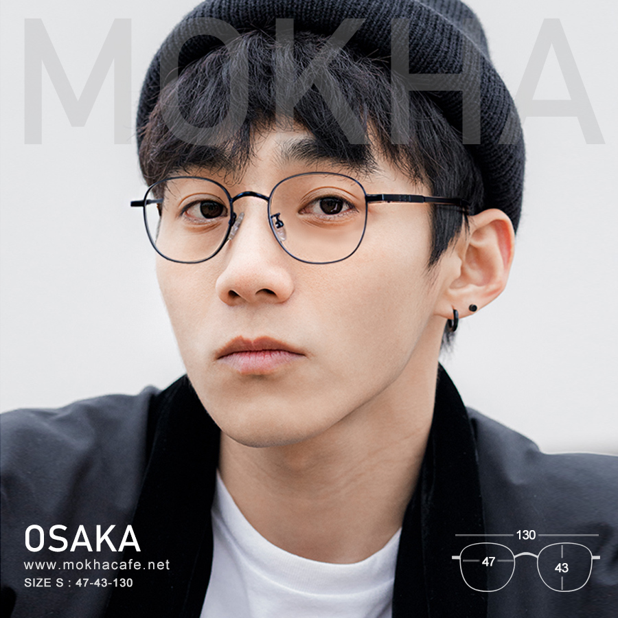 OSAKA - green silver แว่นตาทรงกลมรี กรอบแว่นโลหะ กว้าง 130 มม.(sizeS) H43