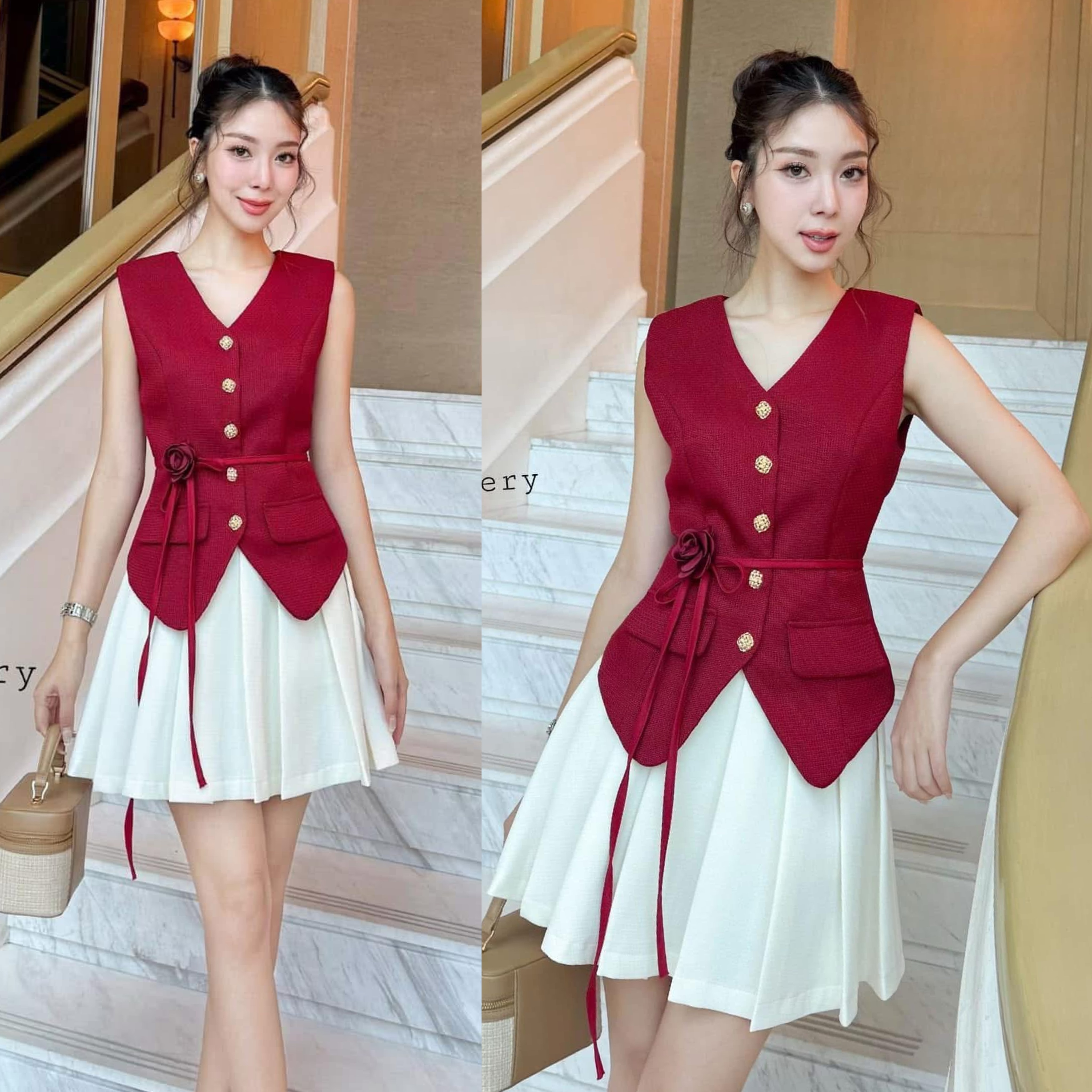 ชุดset3ชิ้น พร้อมเข็มขัดดอกไม้ใส่ได้2แบบเลย เสื้อและกระโปรงจะมีซับด้านในเป็นกางเกงค่ะ ใส่สบาย : สินค้าคุณภาพ (พร้อมส่ง)