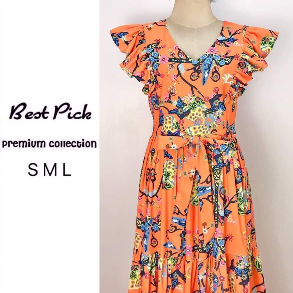 แม็กซี่เดรส แขนระบาย เนื้อผ้าพิมพ์ลายสีสันสดใส สวยงามตามแบบ กระโปรงแต่งชั้นๆพริ้วสวย ดูดี งานมีซับใน ซิปหลัง Summer นี้พลาดไม่ได้เลยนะคะ รีบจัดด่วนๆ : สินค้าคุณภาพ (พร้อมส่ง)