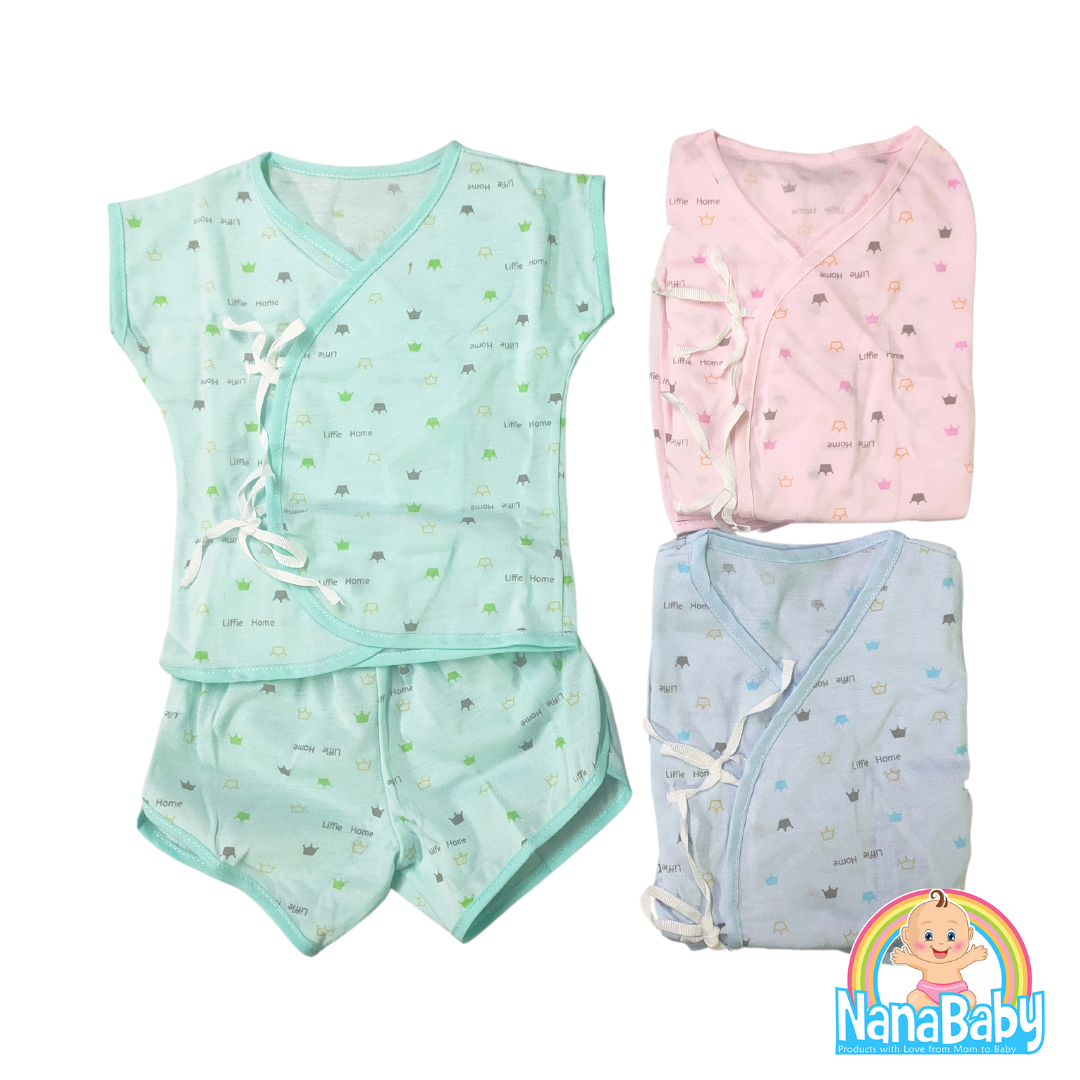 ชุดเด็กแรกเกิด ชุดเด็กอ่อน ผูกป้ายหน้า ผ้าฝ้ายนิ่ม 100%Cotton สำหรับเด็กวัย 0-3 เดือน (ราคาต่อ 1 ชุด)