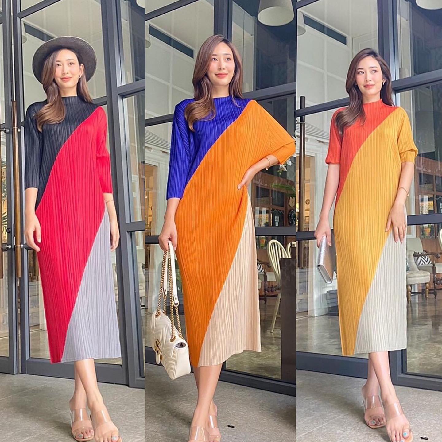 เดรสพลีทตัวยาว อัดพลีท 100% เนื้อเดียวกับงาน Brand งานเกาหลีแท้ 🇰🇷 ละเอียดสวยงาม High Quality สินค้าคุณภาพ (พร้อมส่ง)