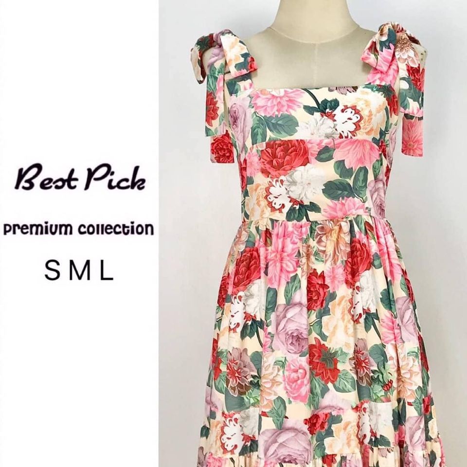 #แม็กซี่เดรส สายเดี่ยว เนื้อผ้าพิมพ์ลายดอกไม้สีสันสดใส สวยงามตามแบบ กระโปรงทรงปล่อยพริ้วๆ แต่งสม็อคและซิปด้านหลัง งานสวยมากค่ะ Summer นี้พลาดไม่ได้เลยนะคะ รีบจัดด่วนๆ: สินค้าคุณภาพ (พร้อมส่ง)
