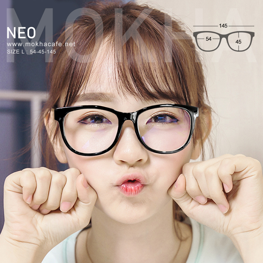 NEO - matte black แว่นตาทรงเหลี่ยม TR90 น้ำหนักเบา กว้าง 145 มม. (sizeL) H45