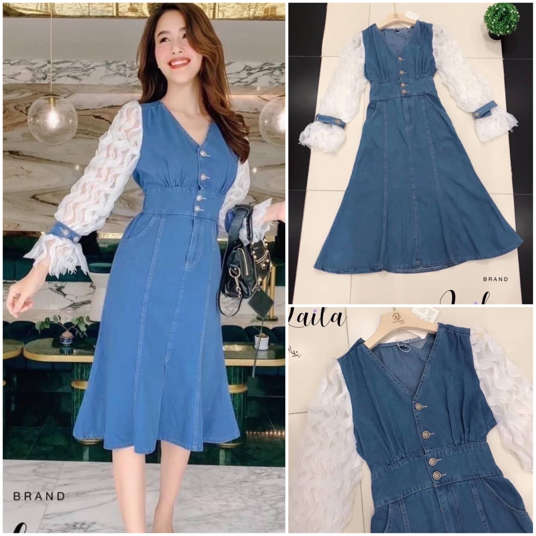 เดรสยีนส์ทรงหางปลาทรงน่ารักๆ สินค้าคุณภาพ (พร้อมส่ง)