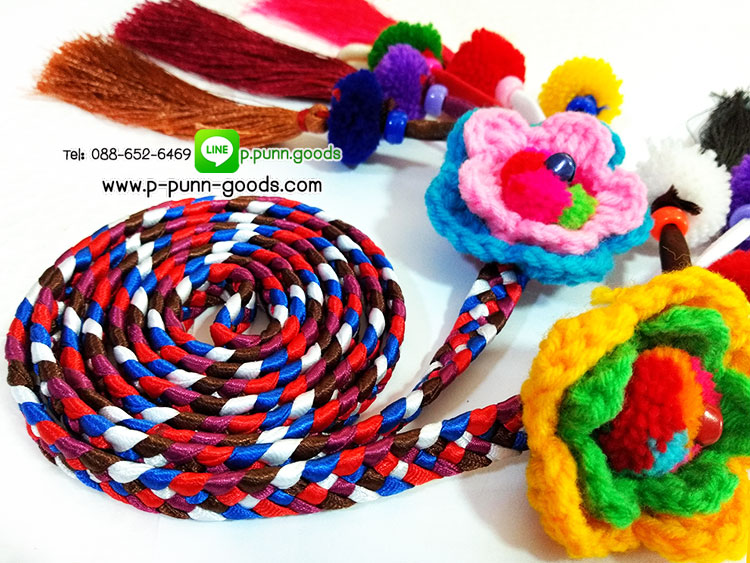 สายรัดเอว/เข็มขัดชาวเขา (ประดับพู่ยาว)