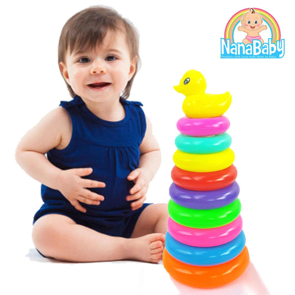 NanaBaby ของเล่นเสริมพัฒนาการ ของเล่นเด็ก 1-3 ปี ของเล่นเสริม IQ เด็กเล็ก เรียงห่วงสวมหลัก Rainbow Stacker