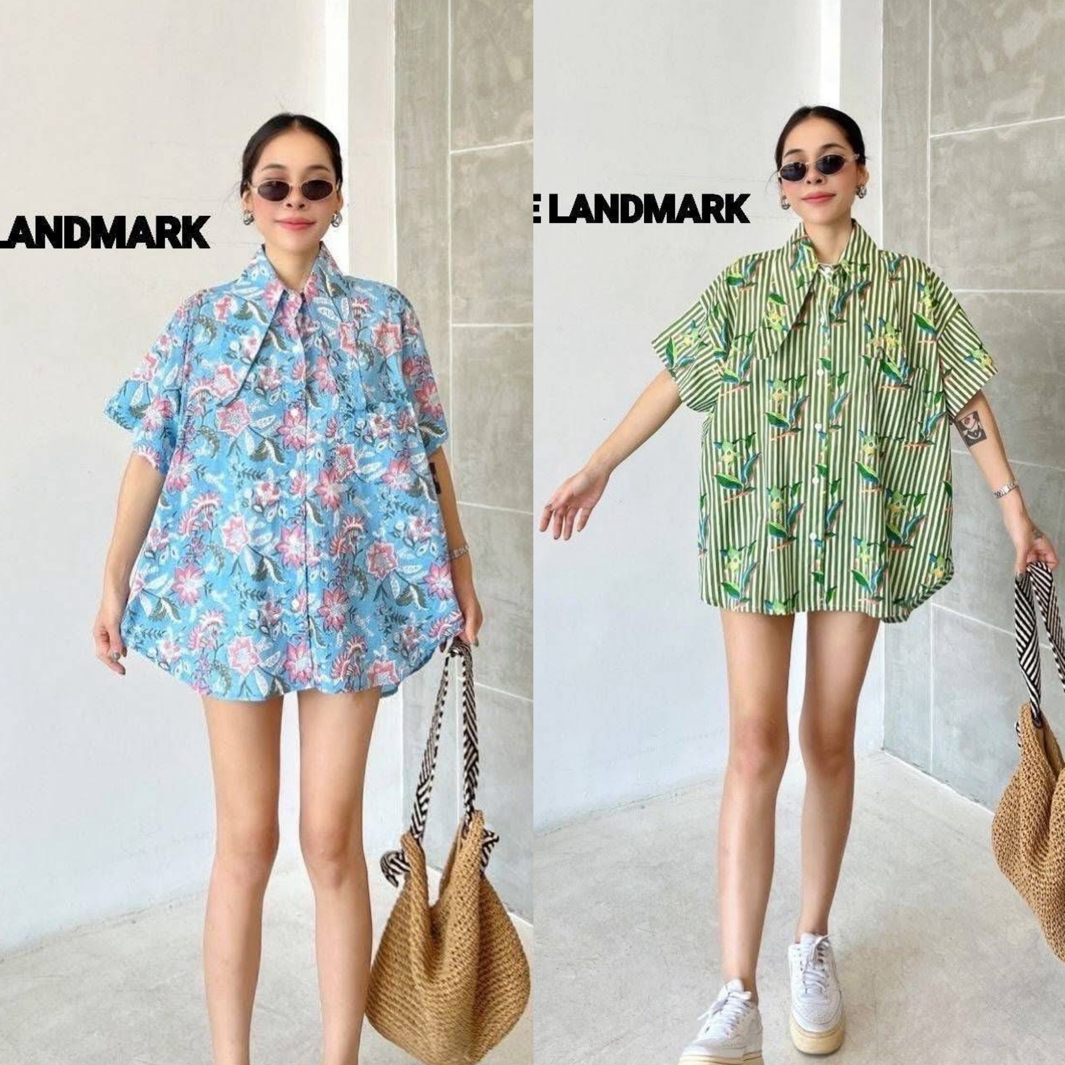 เชิ้ตผ้าบล็อคคอทตอลอินเดีย ดีไซน์ปกยาวเก๋ๆ กระดุมหน้า ทรงหน้าสั้น~หลังยาว ทรงโอเวอร์ไซส์ ใส่สบาย : สินค้าคุณภาพ (พร้อมส่ง)