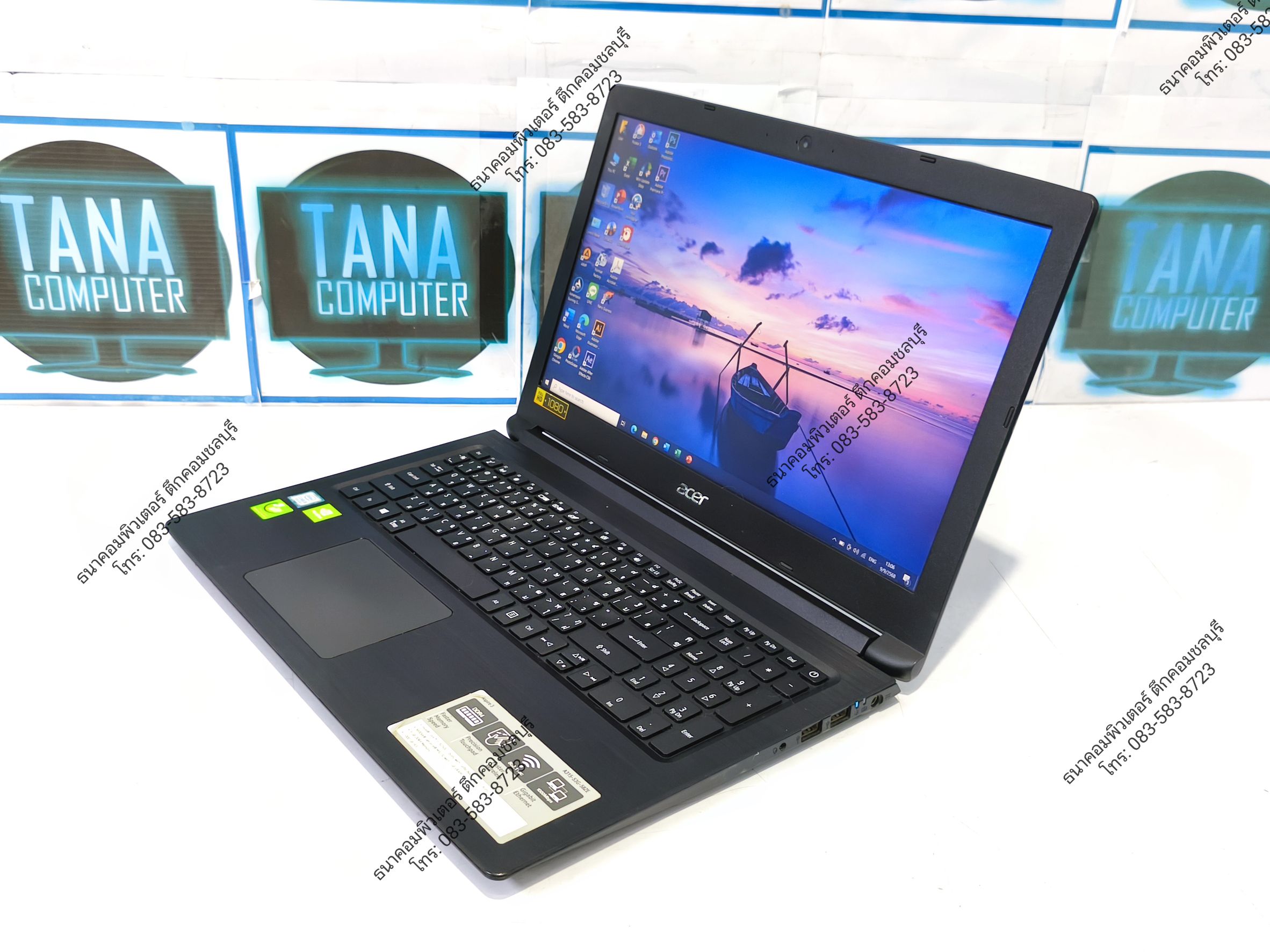 โน๊ตบุคเล่นเกมส์มือสอง Acer Intel I5-8250U Ram8GB SSD500GB MX230 2GB