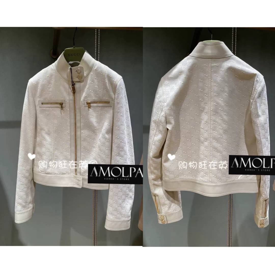 JACKET GG. ผ้าทอลายแบรนด์ งานผ้าอย่างดี ปั้มทุกจุดดเลยค้าลูกค้า *ใส่ได้ทั้ง ช ญ ใส่สบาย : สินค้าคุณภาพ (พร้อมส่ง)