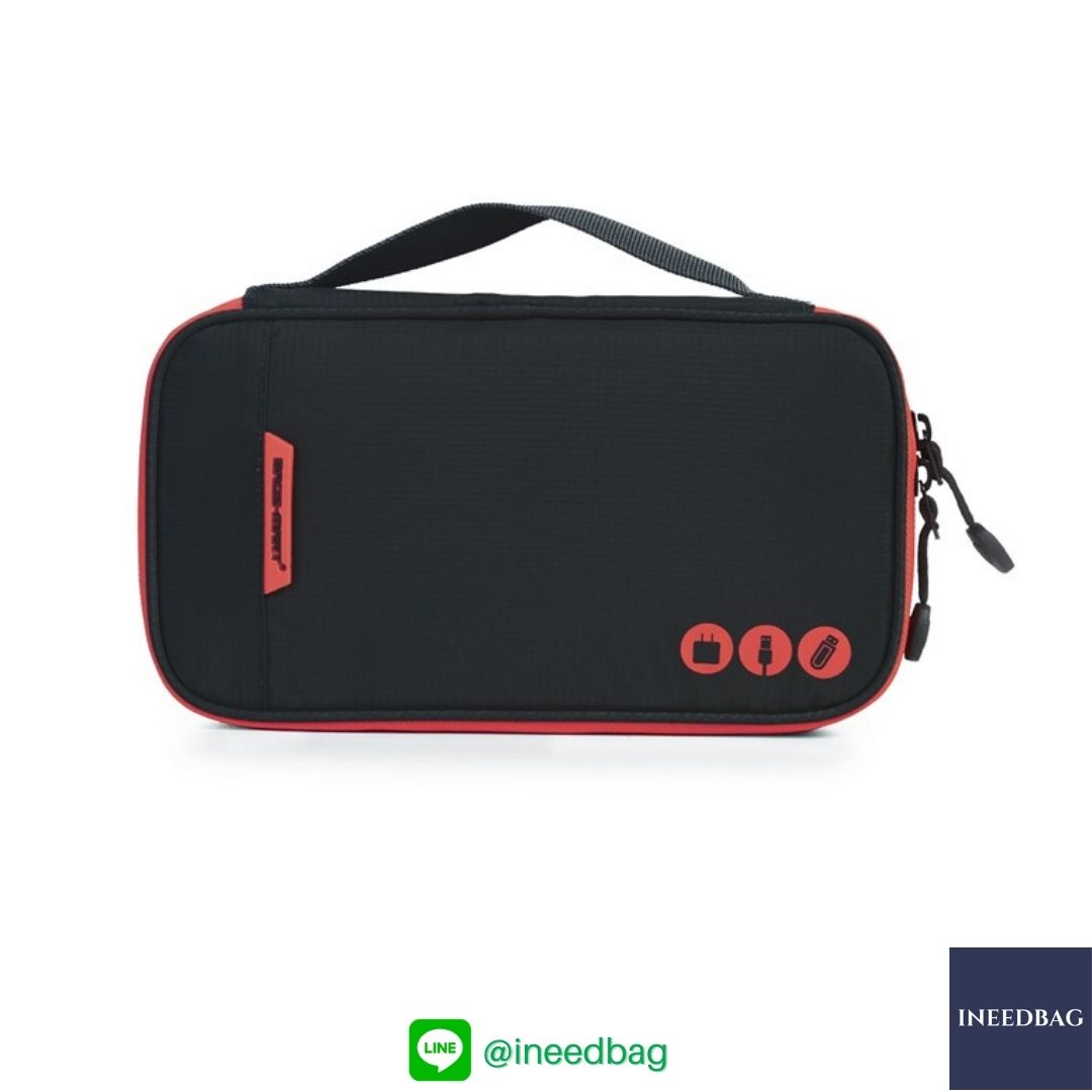 ฺBagsmart กระเป๋าจัดระเบียบอิเล็กทรอนิกส์ กระเป๋าใส่สายชาร์จ กระเป๋าใส่ฮาร์ดดิสก์ กระเป๋าใส่อุปกรณ์ไอที มีสองชั้น ช่องเยอะพิเศษ มีหูหิ้วพกพาสะดวก (ดำ-แดง)