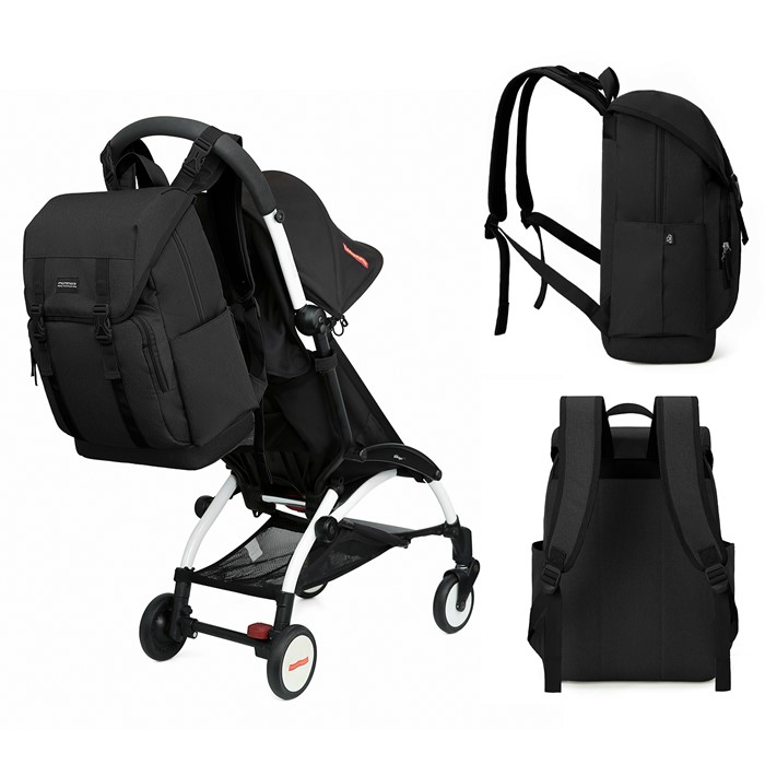 mommore กระเป๋าคุณแม่ กระเป๋าสัมภาระคุณแม่ กระเป๋าแม่ลูกอ่อน ใช้ได้ทั้งคุณแม่ และคุณพ่อ กันน้ำ ทนทาน พร้อมแผ่นรองเปลี่ยนผ้าอ้อม คุณภาพสูง คล้องรถเข็น เหมาะกับการเดินทางมาก (ฺฺBlack)