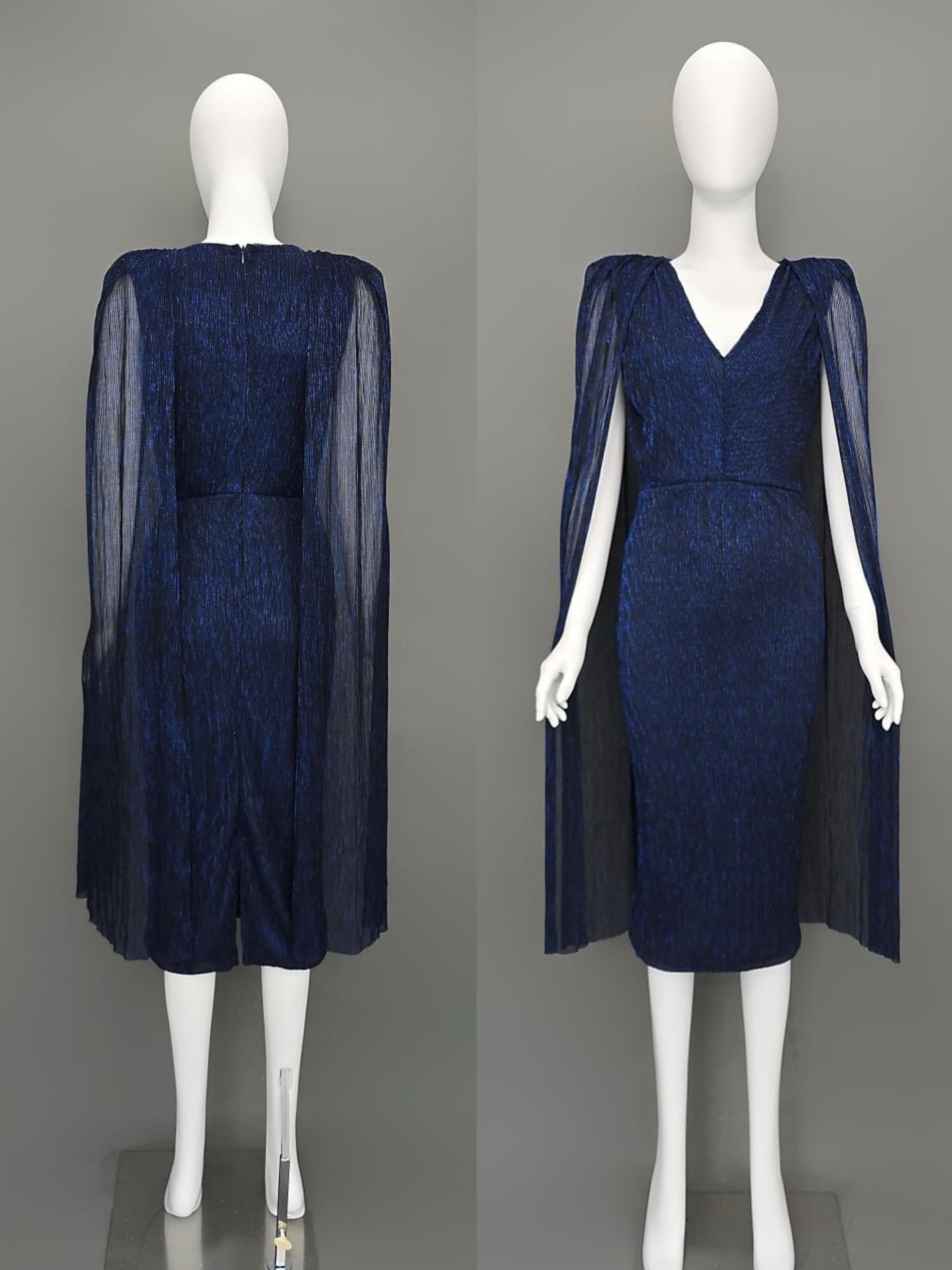 เดรส เสื้อคอวี กระโปรงทรงสอบเข้ารูป : แขนเสื้อเป็นผ้าคลุม ลูกเล่นผ่าด้านใน เพื่อความกรุยกราย มีซิปซ่อนและซับในเต็มตัว ใส่สบาย : สินค้าคุณภาพ (พร้อมส่ง)