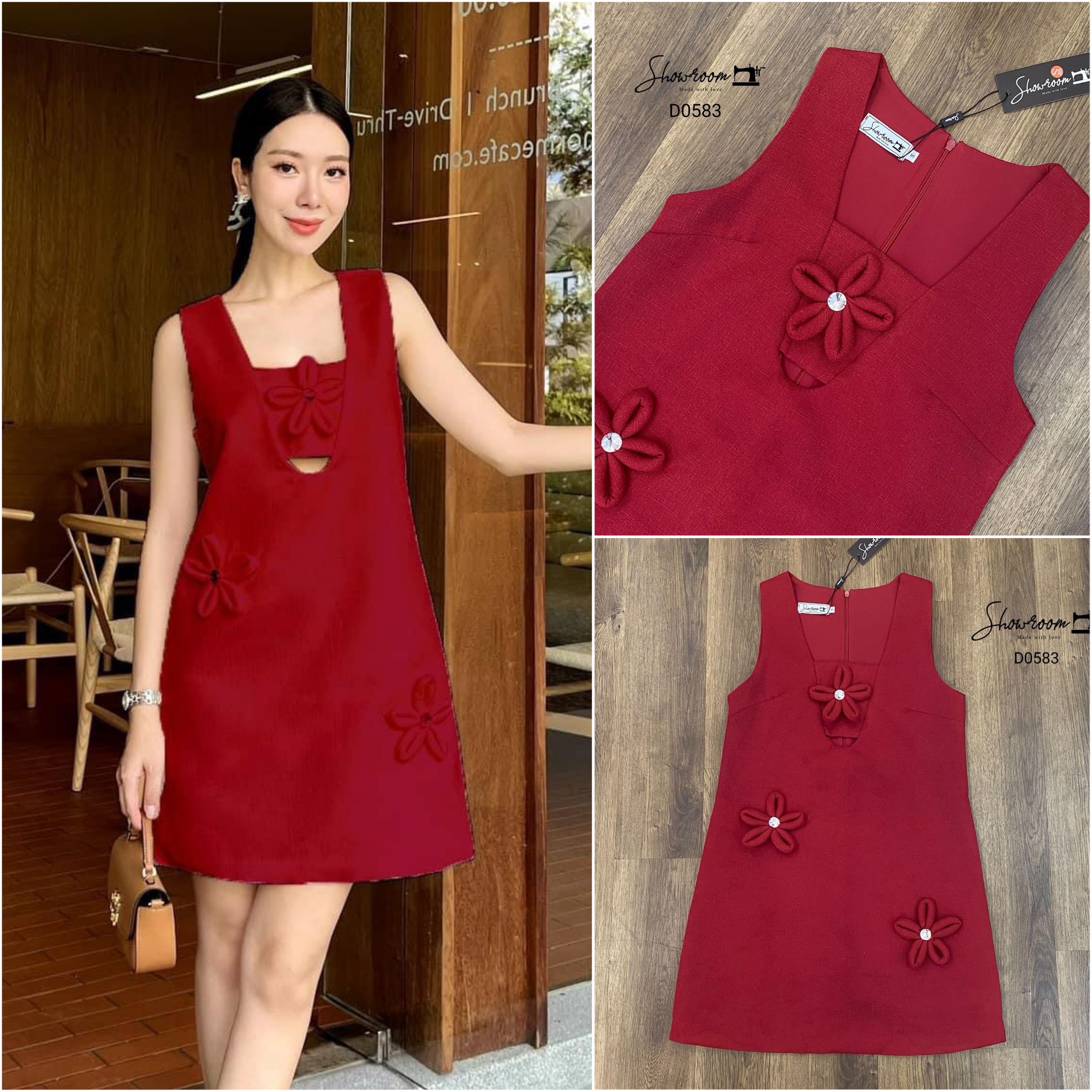 เดรสสั้น แต่งดอกไม้ ประดับเกสรคริสตัลงานเริ่ด ผ้าดี บุซับ ดูแพง ใส่สบาย สินค้าคุุณภาพ (พร้อมส่ง)