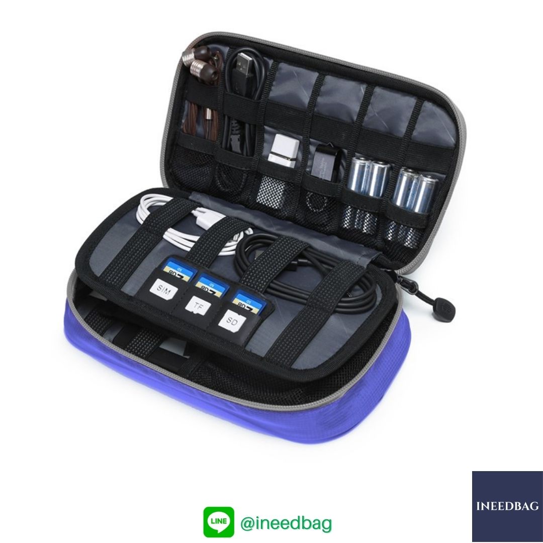 ฺBagsmart กระเป๋าจัดระเบียบอิเล็กทรอนิกส์ กระเป๋าใส่สายชาร์จ กระเป๋าใส่ฮาร์ดดิสก์ กระเป๋าใส่อุปกรณ์ไอที มีสองชั้น ช่องเยอะพิเศษ มีหูหิ้วพกพาสะดวก (น้ำเงิน)