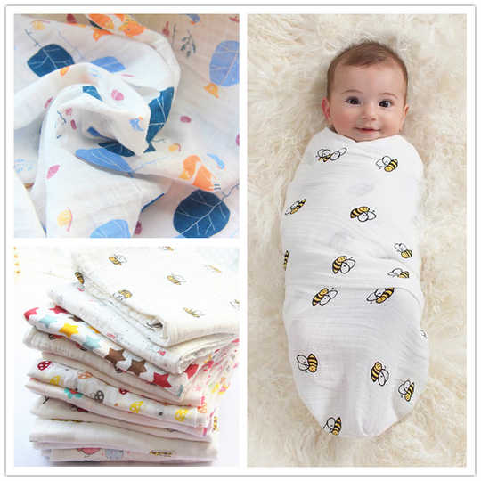ผ้าอ้อมห่อตัวเด็ก สาลูมัสลิน 100% Cotton ขนาด 110*120 ซม. เนื้อนุ่มนิ่ม เกรดพรีเมี่ยม