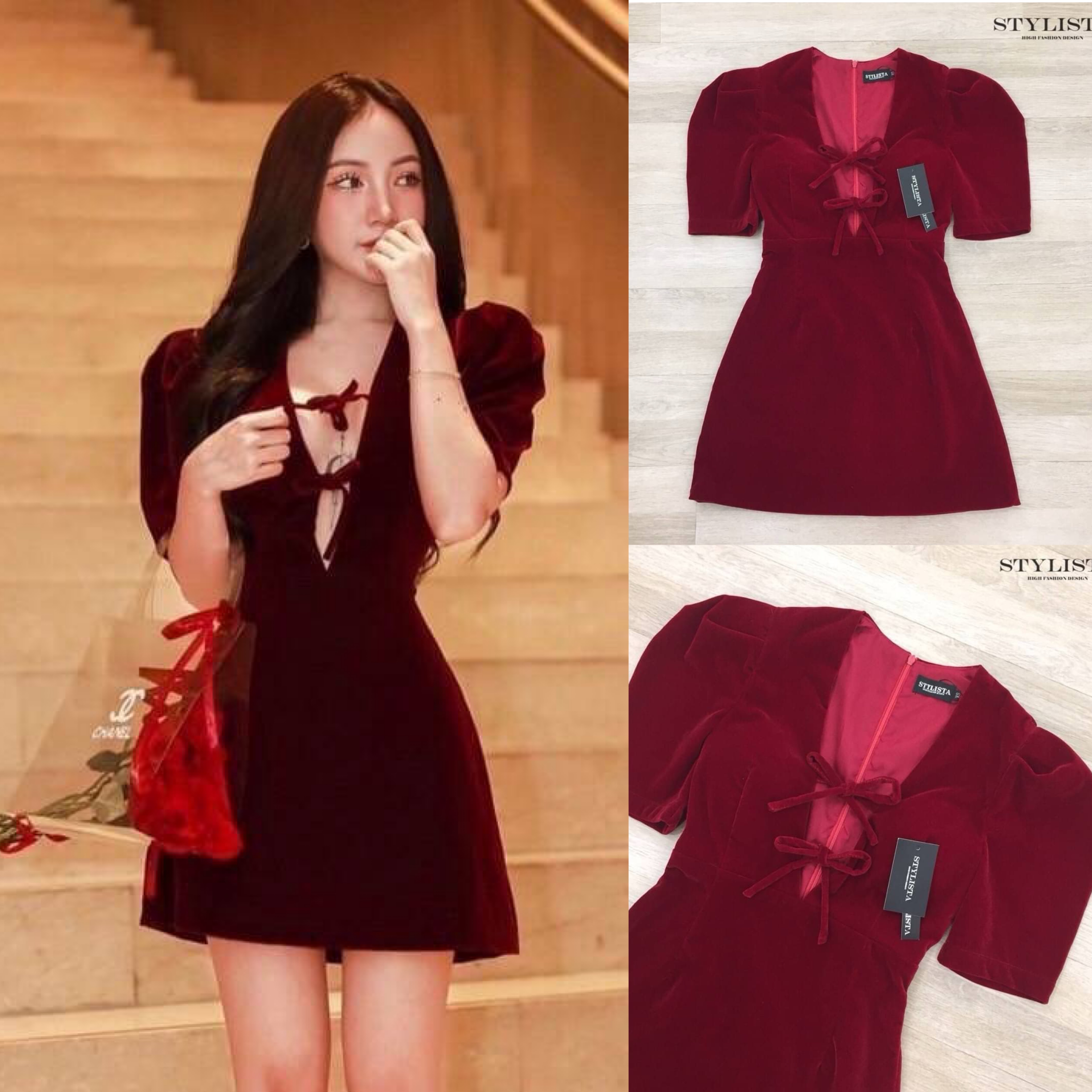 เดรสกำมะหยี่ เปิดอก ใส่สวยเรียบหรูดูดีมาก แพลตเทินดีงาม ใส่สวยเปะสุดๆ ใส่สบาย สินค้าคุณภาพ (พร้อมส่ง)