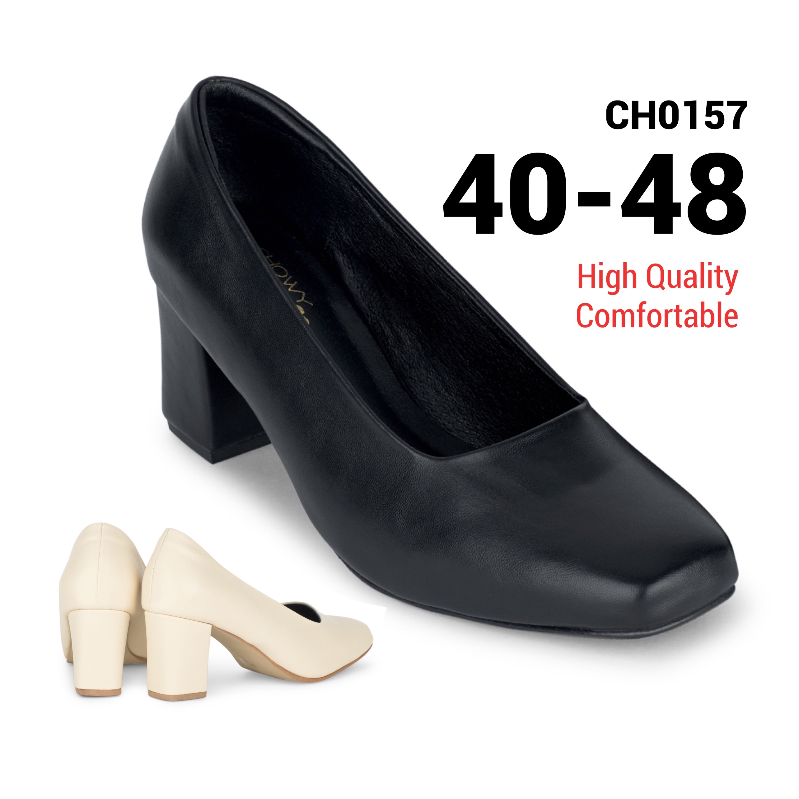 รองเท้าไซส์ใหญ่ 37-50 คัชชูส้นเตี้ยหัวตัด ใส่ออกงาน รับปริญญาไซส์ใหญ่ CH0157