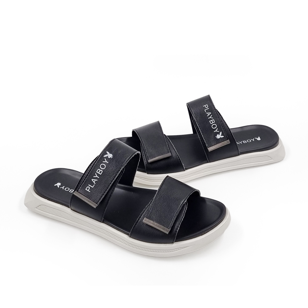 รองเท้าแตะไซส์ใหญ่ 44 EU Sandal Men แบบเทปแปะ สีดำ KR1009BL