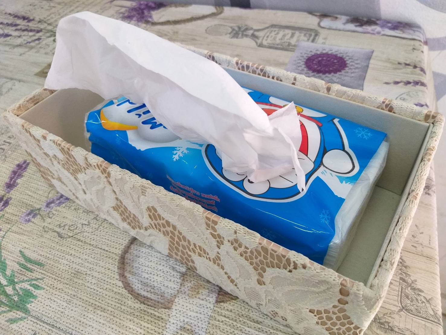 กล่องทิชชูผ้าลูกไม้ Hand made สวยมาก