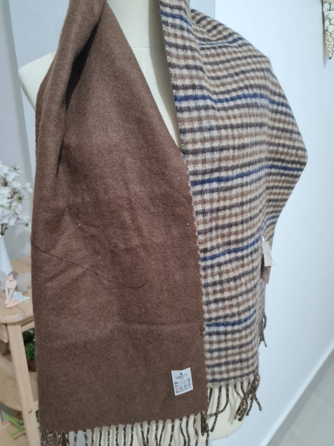 ผ้าพันคอ LANCETTI Cashmere+wool (มือ1)