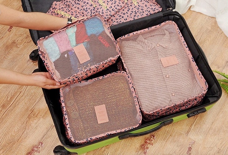 กระเป๋าจัดระเบียบเดินทาง กระเป๋าจัดระเบียบเสื้อผ้า 6 ใบ จัดกระเป๋าเดินทาง กันน้ำ ใส่เสื้อผ้า ชุดชั้นใน เครื่องสำอาง มี 5 สีให้เลือก