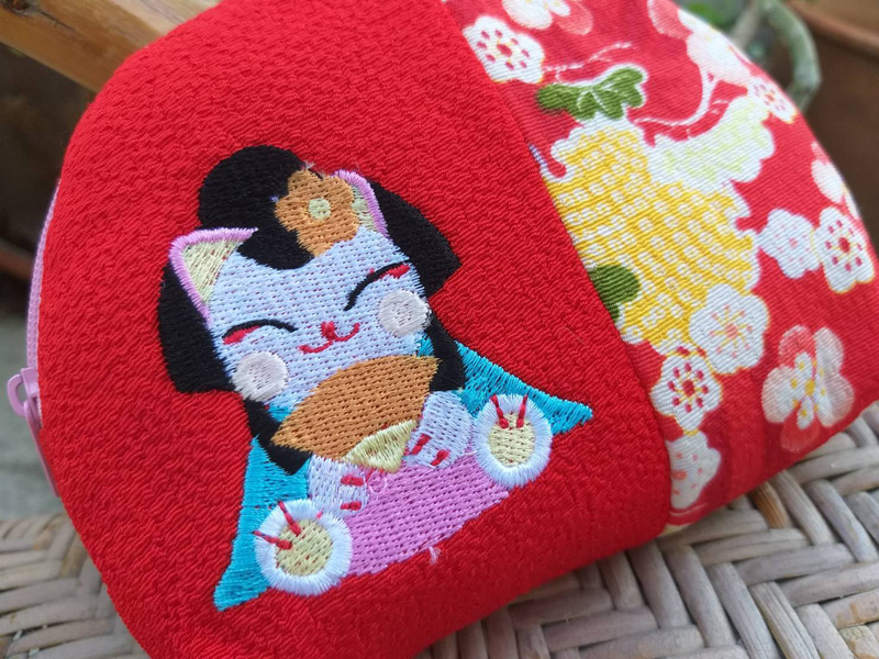 กระเป๋าสตางค์ผ้าปักลายสาวกิโมโน น่ารักมากกกก