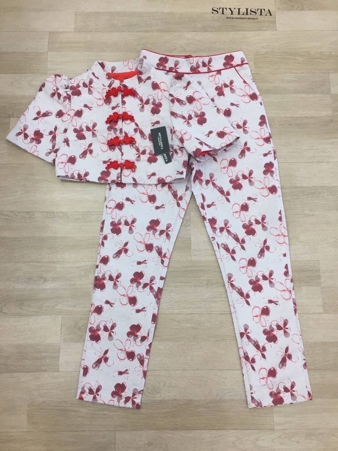 กี่เพ้า เซตเสื้อตรุษจีนแขนสั้น คอจีน มา พร้อมกางเกงขายาวเข้าชุด ใส่สวยน่ารักมากๆ ใส่สบาย : สินค้าคุณภาพ (พร้อมส่ง)