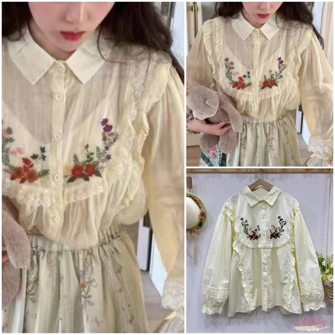 เสื้อญี่ปุ่นงานแท้นำเข้า ดีเทลงานปักสวย สไตล์ญี่ปุ่น งานทรงฟรีไซส์ใส่ได้ตลอด : สินค้าคุณภาพ (พร้อมส่ง)