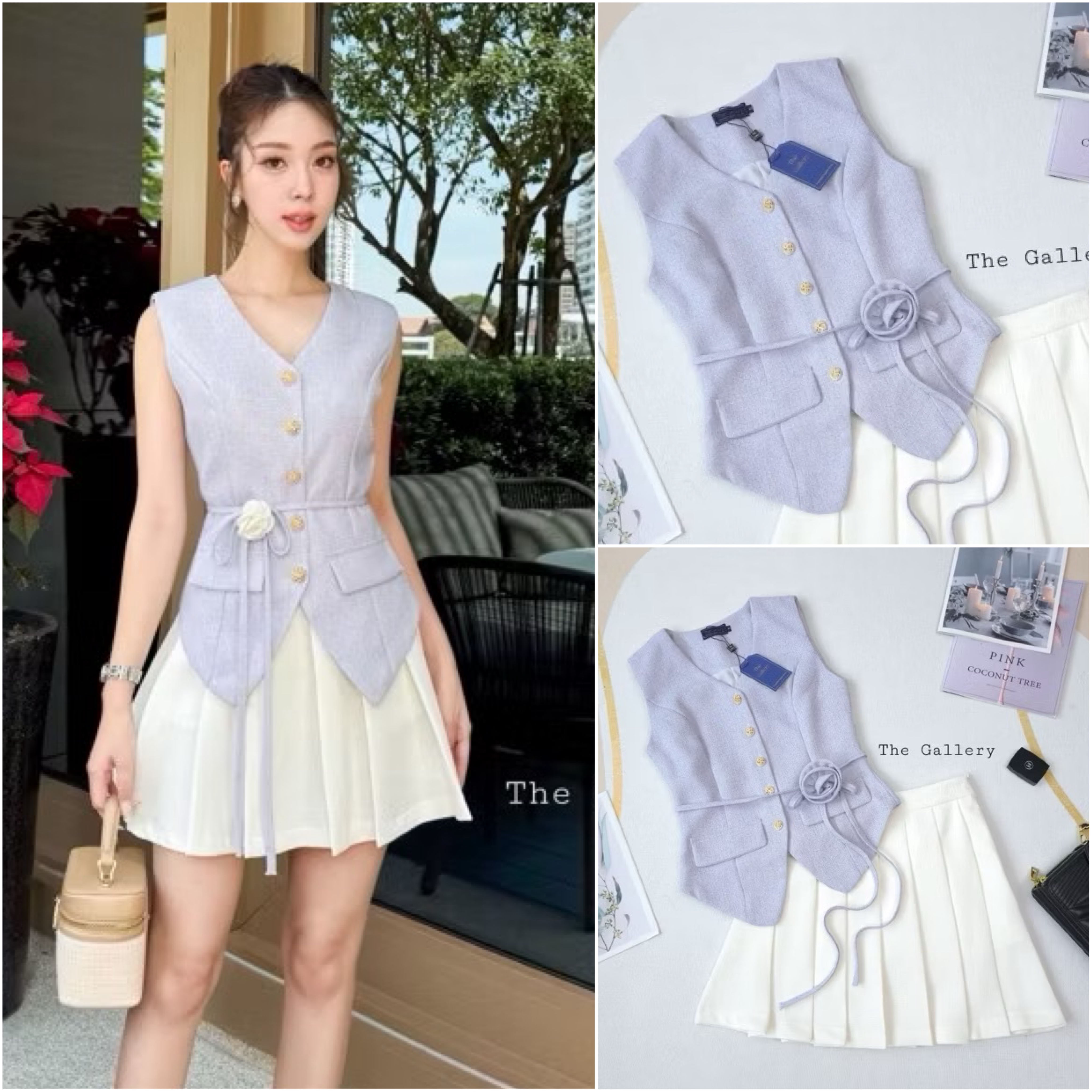 ชุดset3ชิ้น พร้อมเข็มขัดดอกไม้ใส่ได้2แบบเลย เสื้อและกระโปรงจะมีซับด้านในเป็นกางเกงค่ะ ใส่สบาย : สินค้าคุณภาพ (พร้อมส่ง)