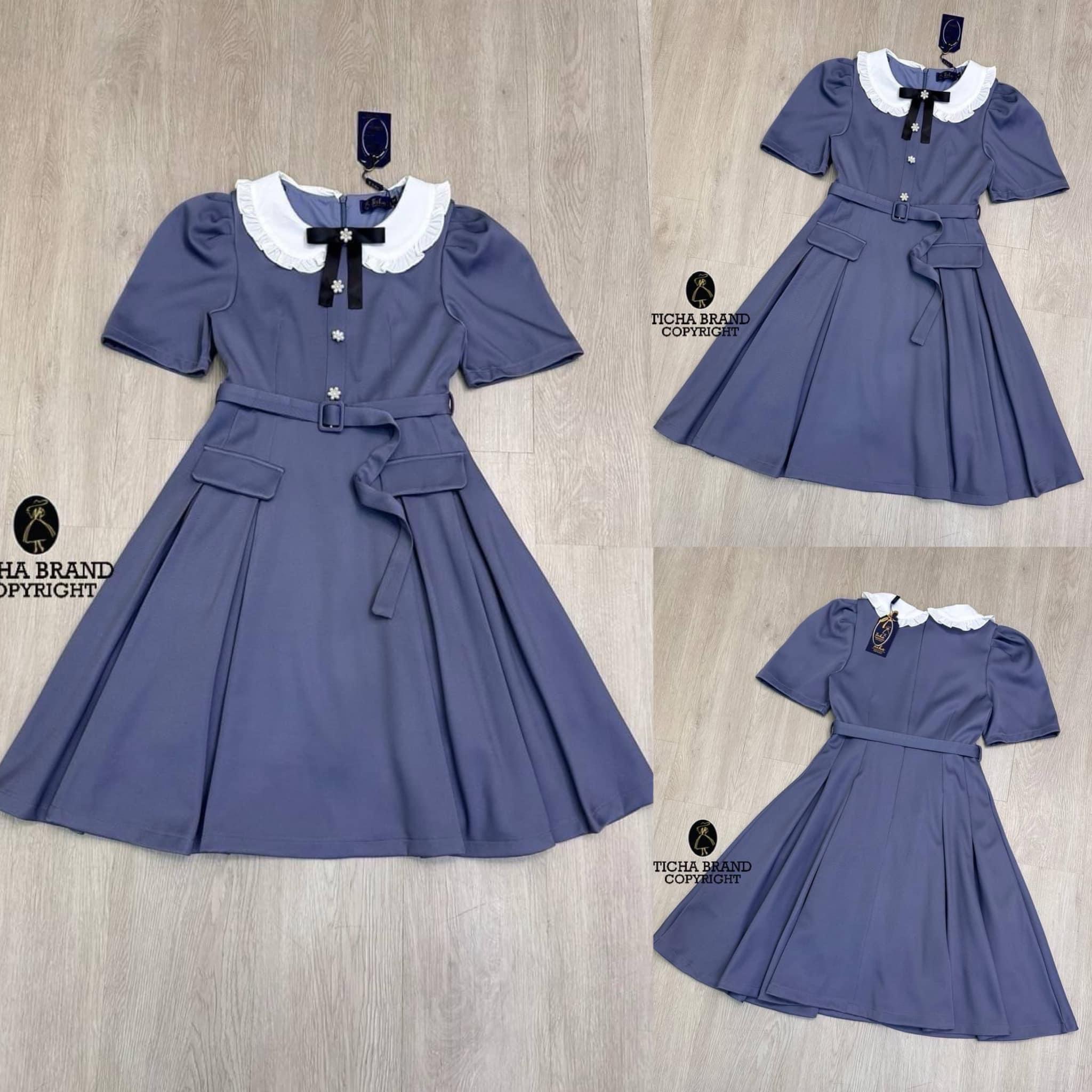 เดรสคอบัวแขนสั้นช่วงอกเย็บติดดอกไม้มุกเพชรดูหรู มีเข็มกลัดโบว์ดำให้ด้วยนะ ชุดนี้มาพร้อมเข็มขัด ใส่สบาย สินค้าคุณภาพ (พร้อมส่ง)