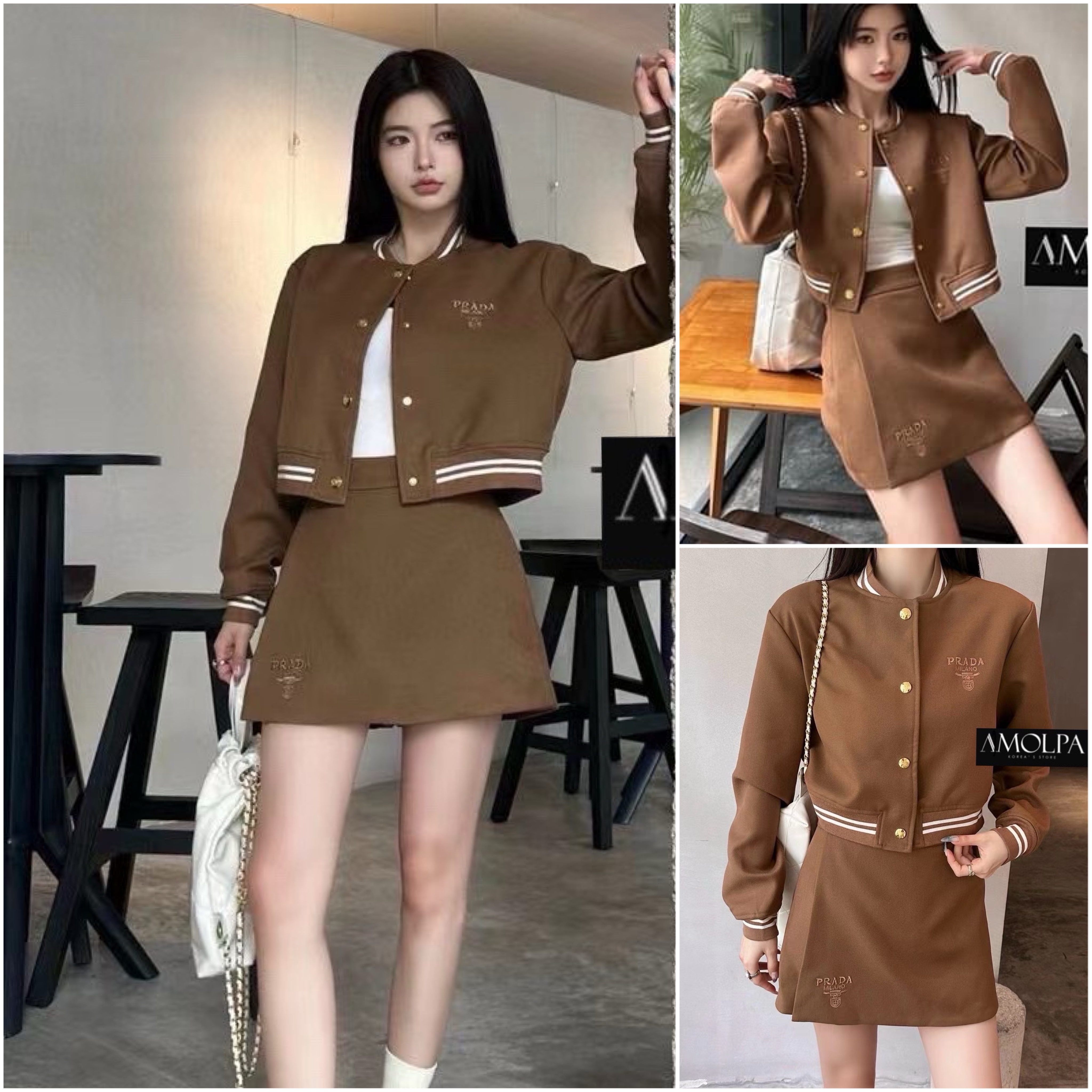 SET BLAZER PRADA งานผ้าอย่างเทพ 1:1 พรีเมียม ทุกอย่างปั้ม VVIP ผ้าใส่สบายมาก : สินค้าคุณภาพ (พร้อมส่ง)