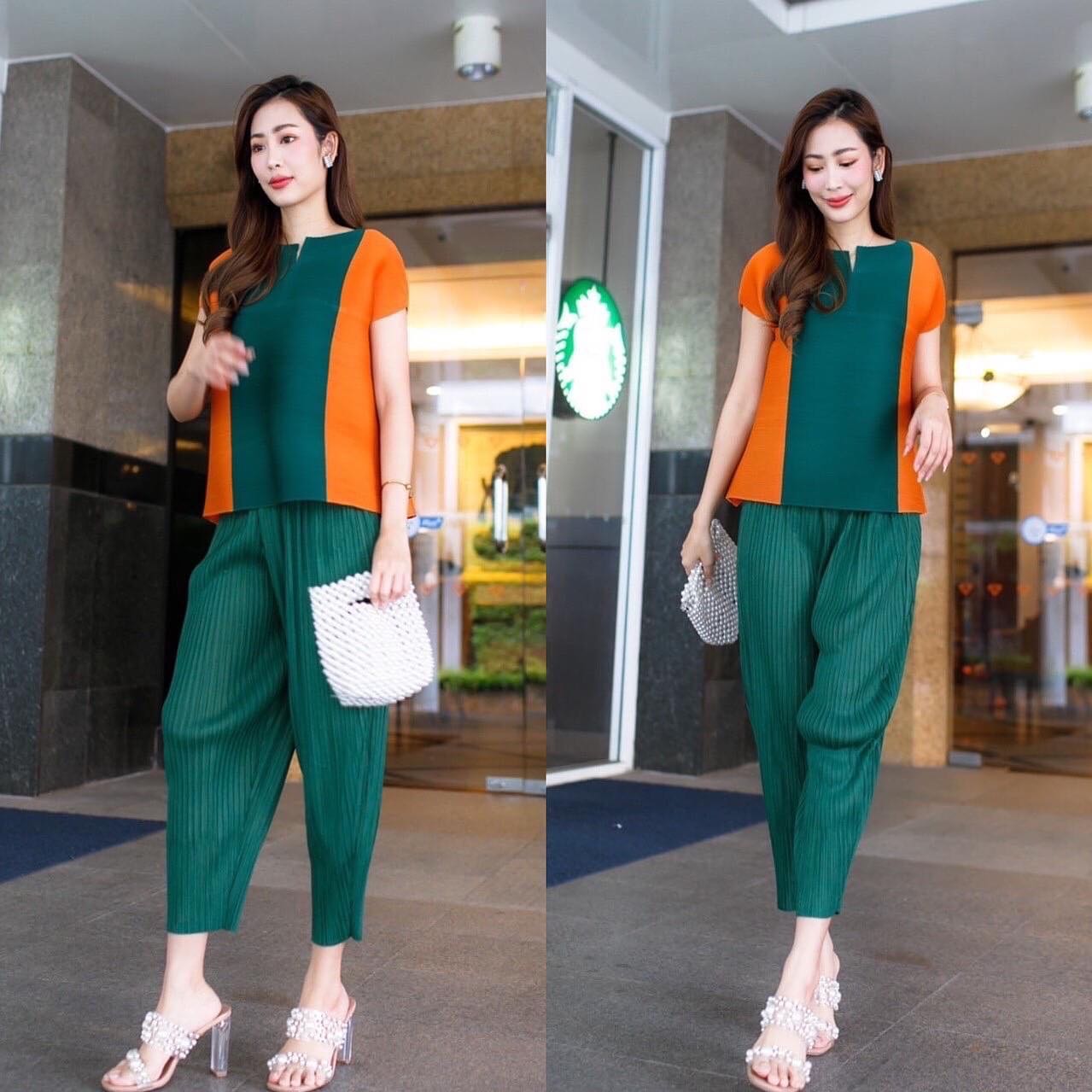 ชุด Set เสื้อ+กางเกงขายาว อัดพลีสสวยๆ 😍 งาน Premium สินค้าคุณภาพ (พร้อมส่ง)