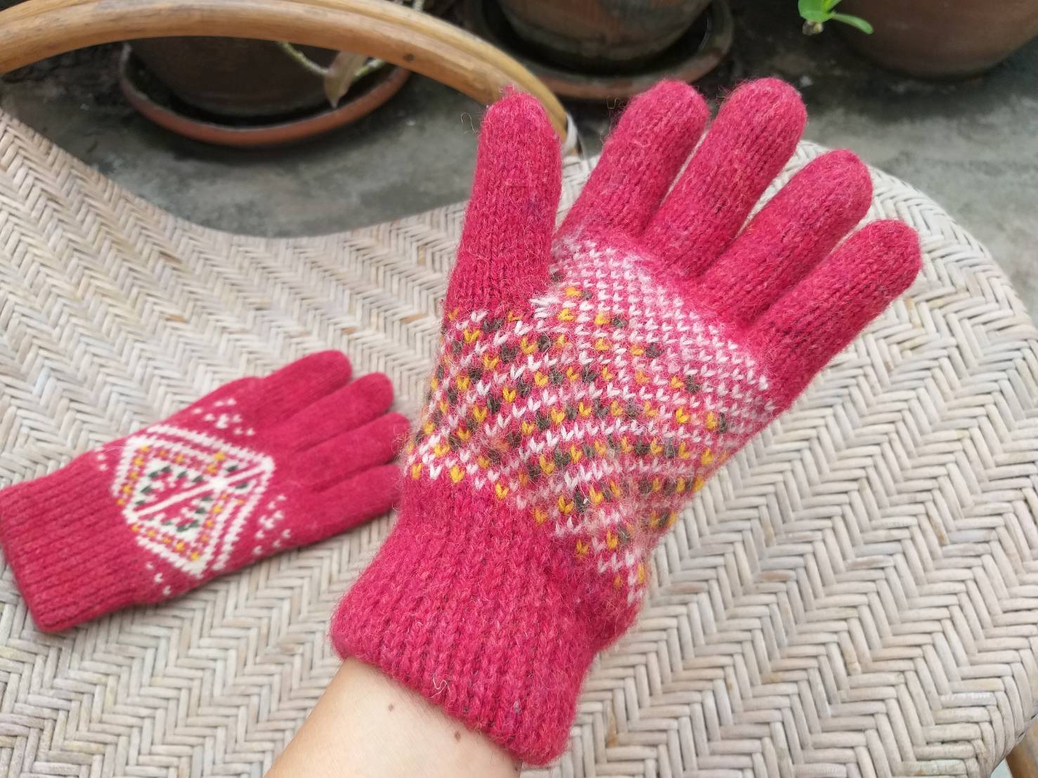 ถุงมือไหมพรมบุผ้าฟลีซ coen สาวไซด์ S (ของใหม่)