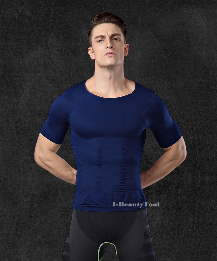 เสื้อกระชับผู้ชาย กระชับอก เก็บพุง รุ่น T-SixPack - สีน้ำเงิน