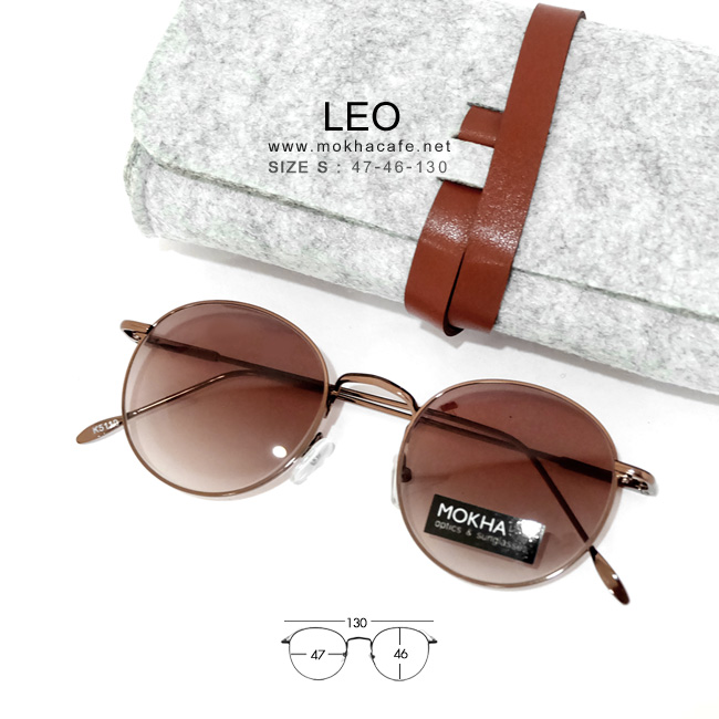 [pre-order] แว่นกันแดด LEO - brown กรอบโลหะ ทรงกลม กว้าง 130 มม.(sizeS)