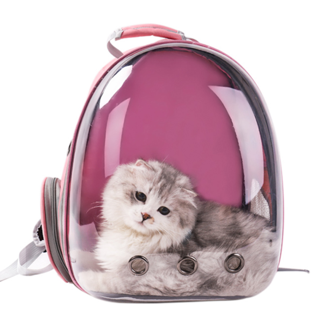 กระเป๋าสะพายสัตว์เลี้ยง Petsuka แบบแคปซูลอวกาศ ด้านหน้าโปร่งใส สีชมพู