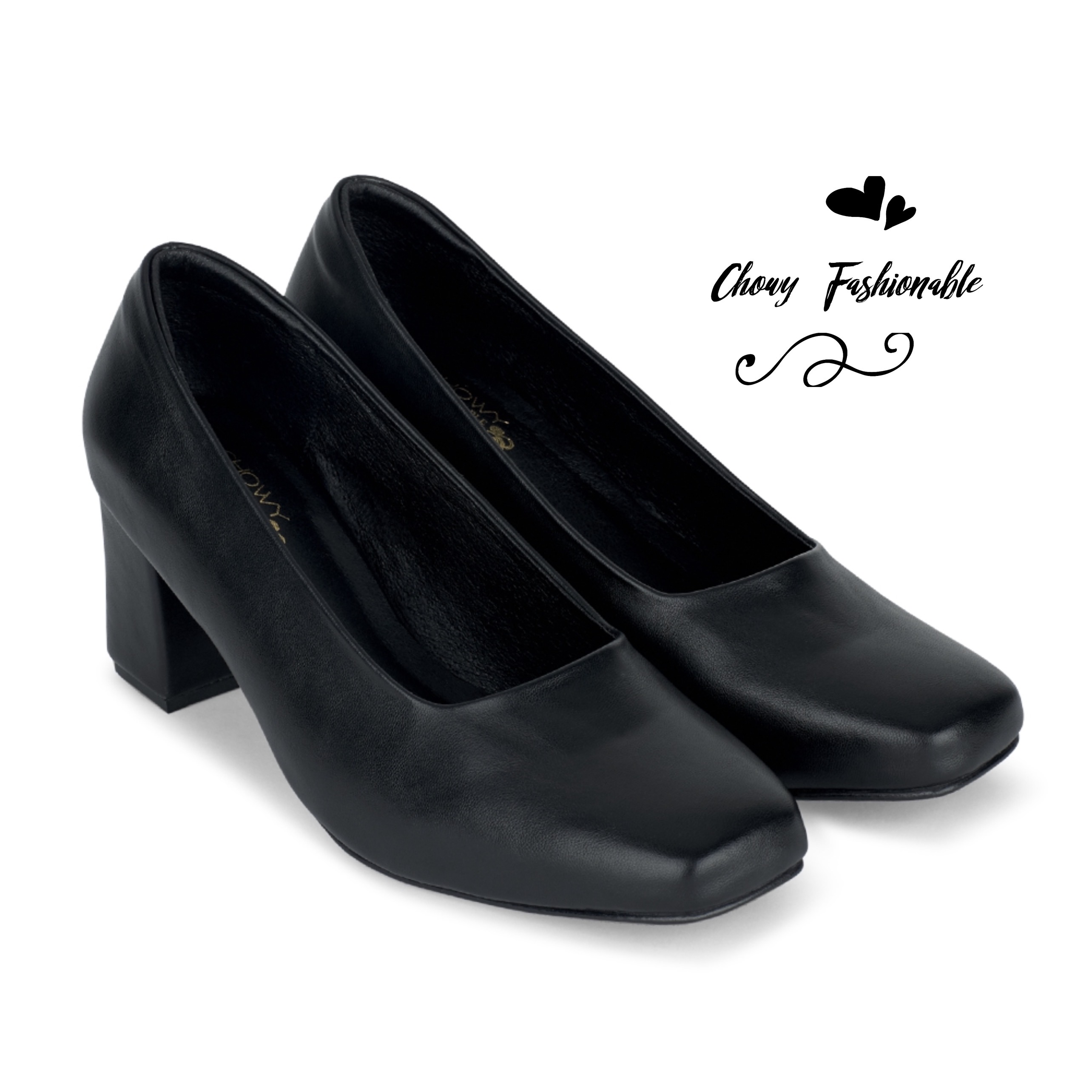 รองเท้าไซส์ใหญ่ 37-50 คัชชูส้นหนังแท้ คัชชูเตี้ยหัวตัด ใส่ออกงาน รับปริญญาไซส์ใหญ่ คัชชูสีดำทางการ รองเท้าสุภาพทางการ CH0157BL