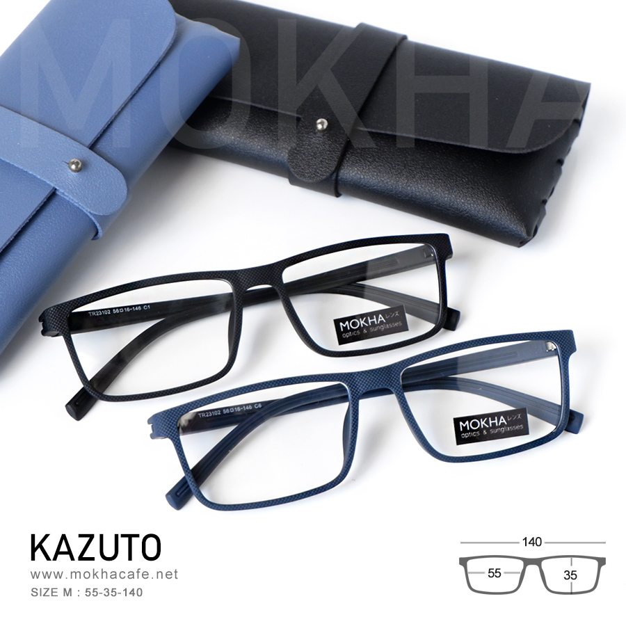 KAZUTO - blue กรอบแว่นทรงเหลี่ยม แว่นตายืดหยุ่น TR90 กว้าง 140 มม. (sizeM) H35