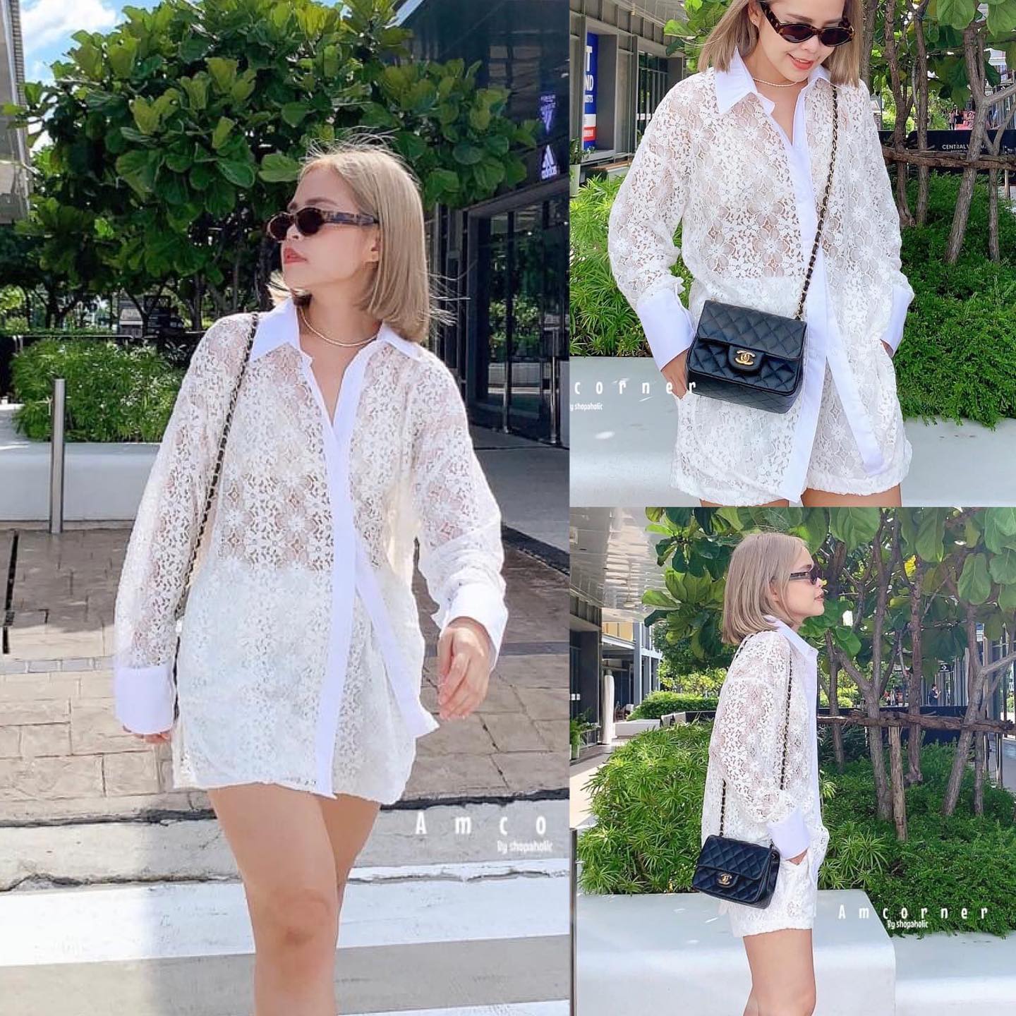 เซตเสื้อ+กางเกงขาสั้น ผ้าลูกไม้เนื้อนุ่ม เนื้อผ้าใส่สบาย . สินค้าคุณภาพ (พร้อมส่ง) ..