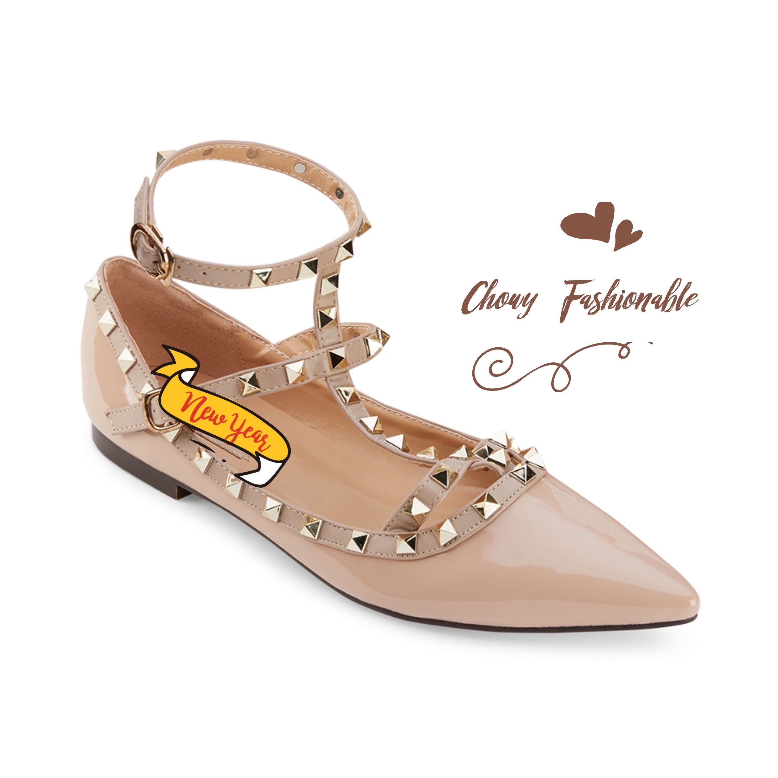 รองเท้าไซส์ใหญ่ 41-45 ส้นแบนหัวแหลม วาเลนติโนไซส์ใหญ่ KR0399ND