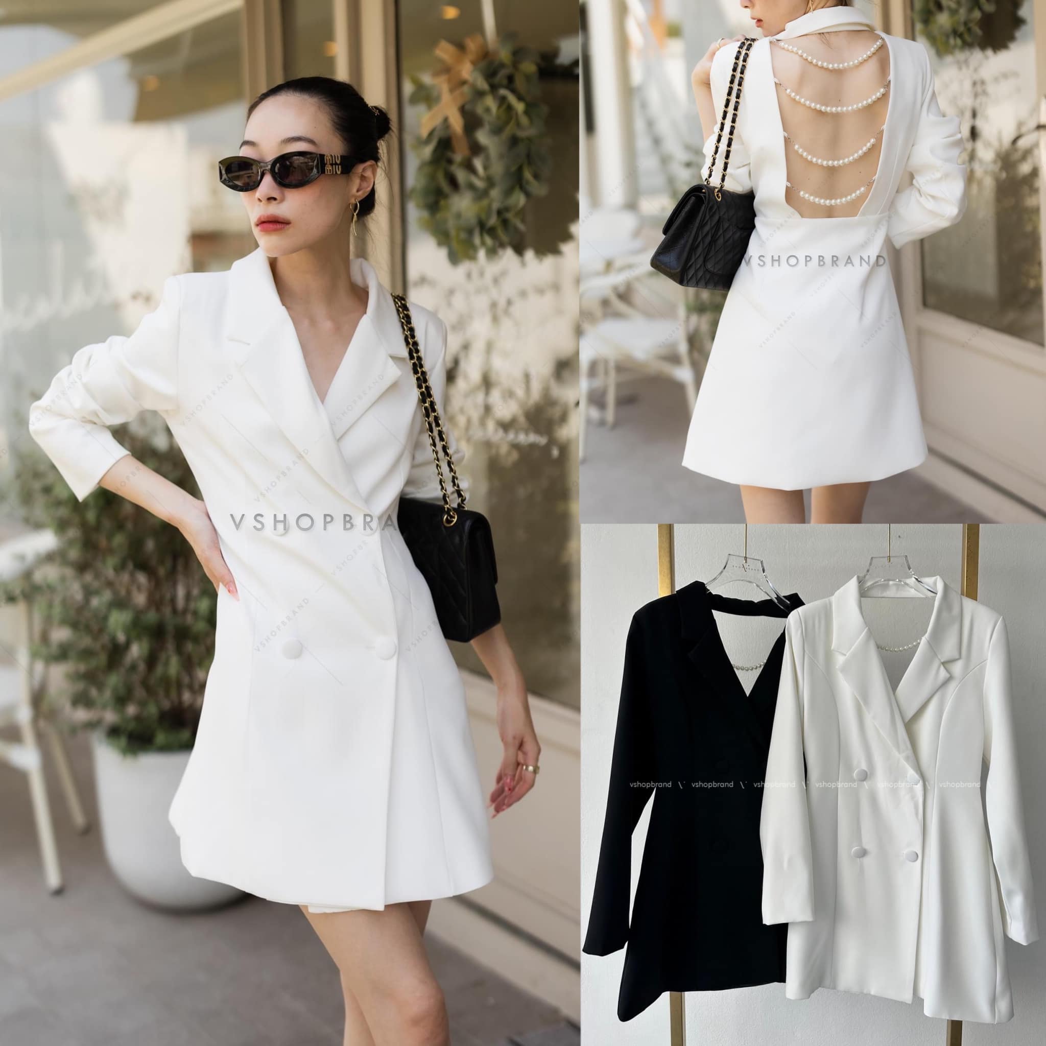 เดรสสูท เว้าหลังแต่งไข่มุข 👍🏻 สินค้าคุณภาพ (พร้อมส่ง)