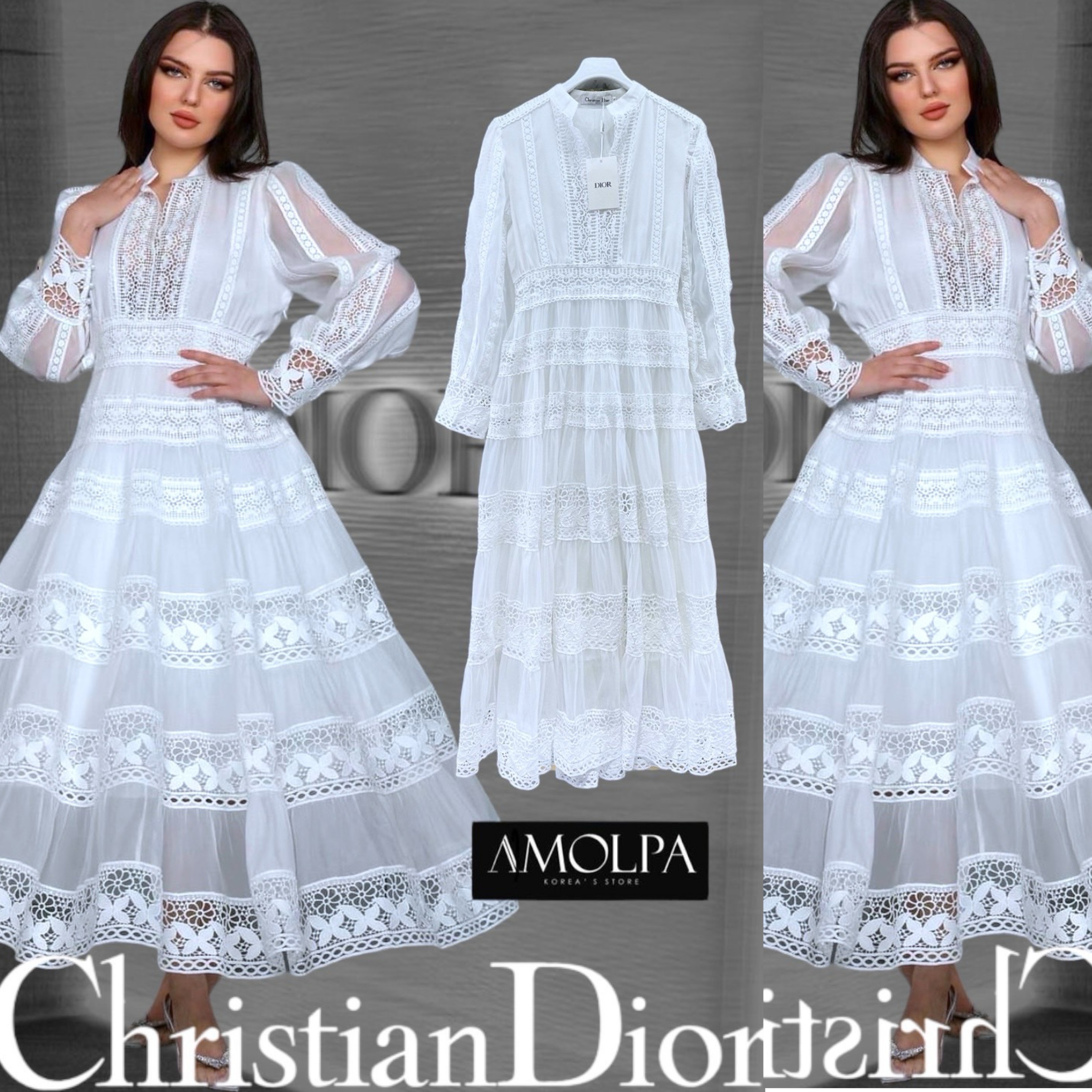 LONG MAXI DRESS CD LACE ตัวนี้ทรงยาว เนิ้อผ้าลูกไม้ มีน้ำหนัก ใส่ออกงาน สินค้าคุณภาพ (พร้อมส่ง)