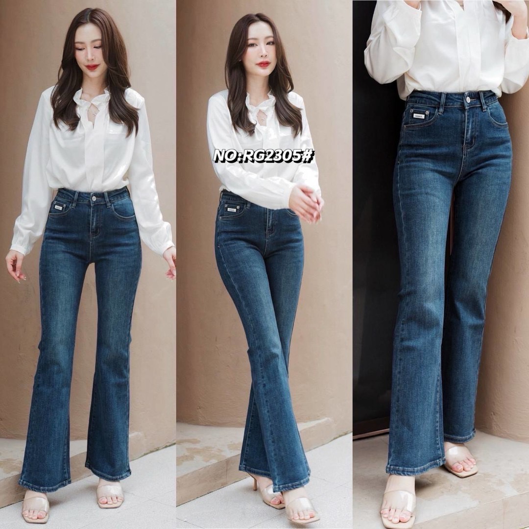 กางเกงยีนส์ขาม้ายาว ทรงเอวสูงงงง รุ่นนี้ขอบอกเลยผ้านิ่มมากๆๆ ฟอดสีเข้มสวย เนื้อผ้านิ่มหนา ยืดหยุ่นได้เยอะ ใส่ทรงเป๊ะเข้ารูป ใส่สบาย : สินค้าคุณภาพ (พร้อมส่ง)