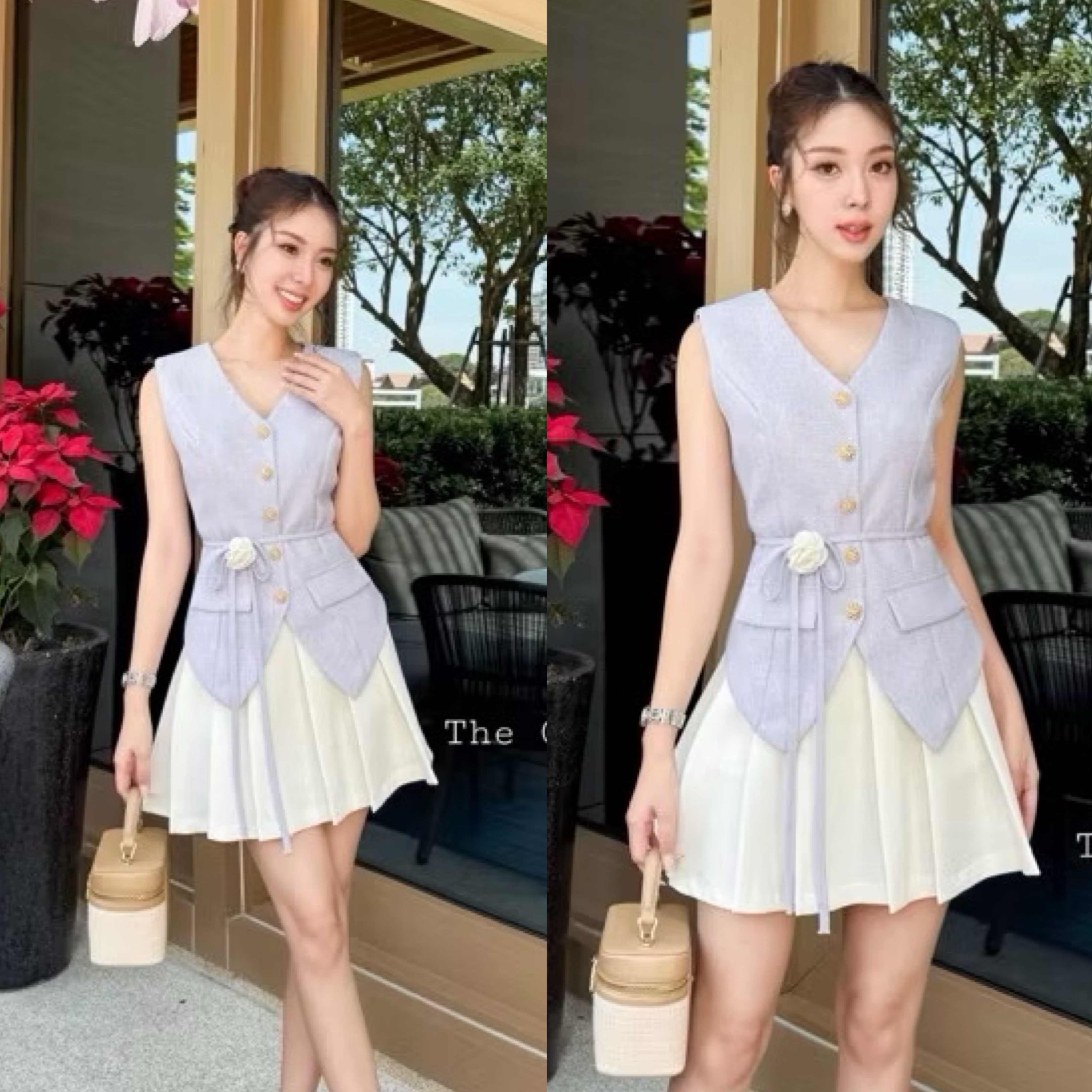 ชุดset3ชิ้น พร้อมเข็มขัดดอกไม้ใส่ได้2แบบเลย เสื้อและกระโปรงจะมีซับด้านในเป็นกางเกงค่ะ ใส่สบาย : สินค้าคุณภาพ (พร้อมส่ง)