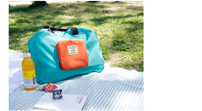 กระเป๋าช้อปปิ้งพับเก็บได้ ผ้าหนา สีสันสดใส ผลิตจากโพลีเอสเตอร์กันน้ำ คุ้มค่า (Foldable Duffle Bag for Travel)