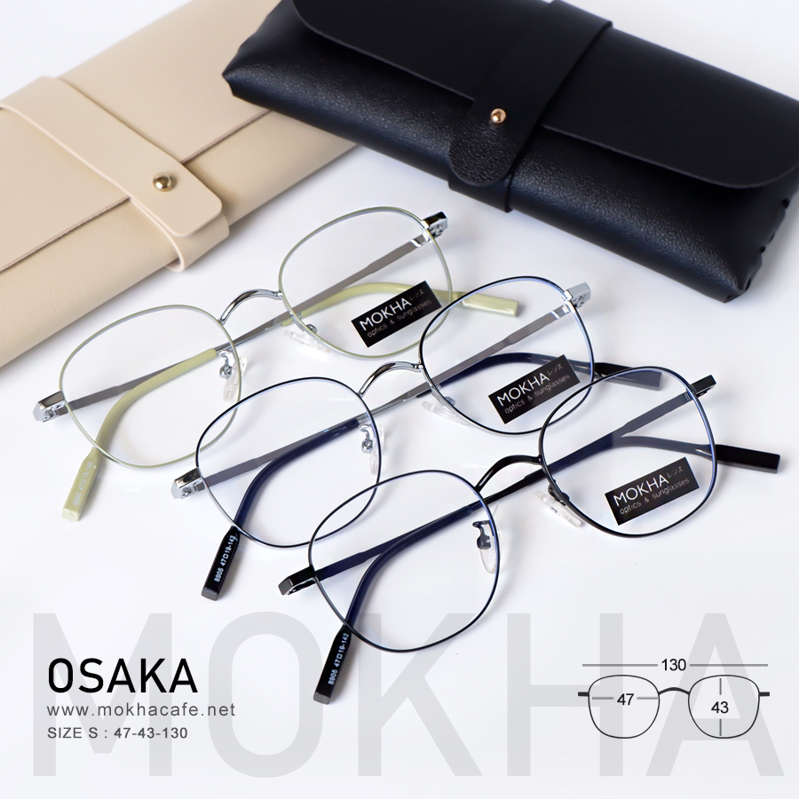 OSAKA - green silver แว่นตาทรงกลมรี กรอบแว่นโลหะ กว้าง 130 มม.(sizeS) H43