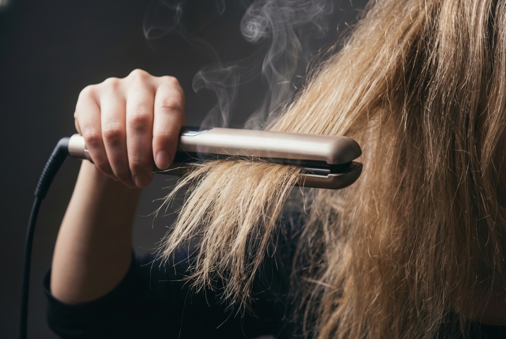 ภาพซูมเกล็ดผมแห้งเสียชี้ฟูจากการโดนความร้อนและสารเคมี