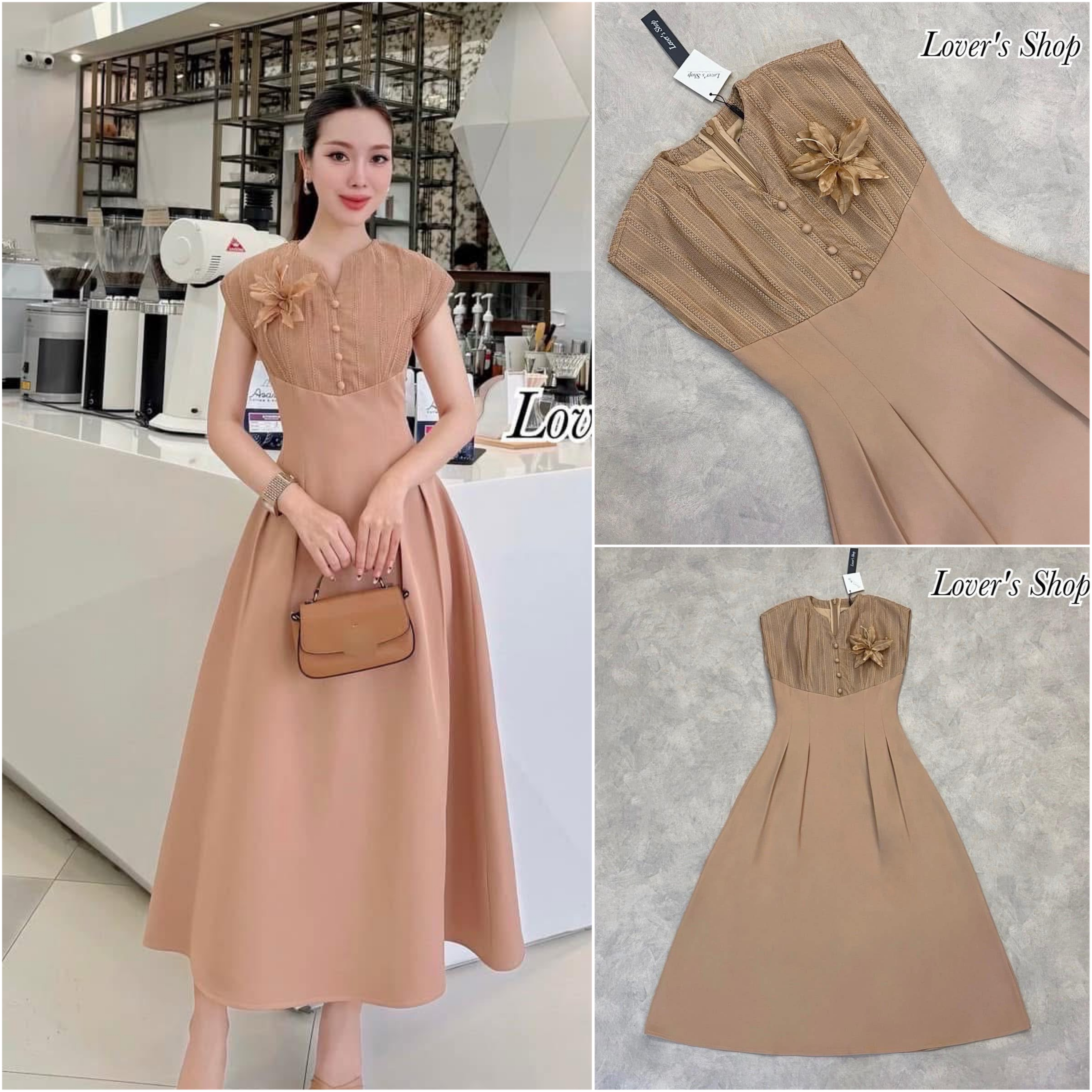 เดรสทรงเจ้าหญิง ลุคสวยหรูดูดีค่ะ ดีเทลช่วงเสื้อใช้ผ้าลูกไม้ ทรงไหล่ล้ำปิดช่วงหัวไหล่ กระโปรงใช้ผ้าสูทอัดกาว เย็บตะเข็บช่วงเอว ใส่แล้วเข้าทรงสวย ใส่สบาย : สินค้าคุณภาพ (พร้อมส่ง)