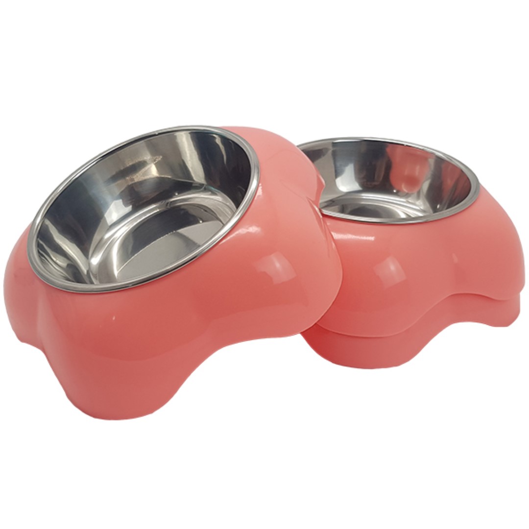 ชามอาหารสัตว์เลี้ยง Petsuka สำหรับสุนัขและแมว รูปดอกไม้ สีชมพู