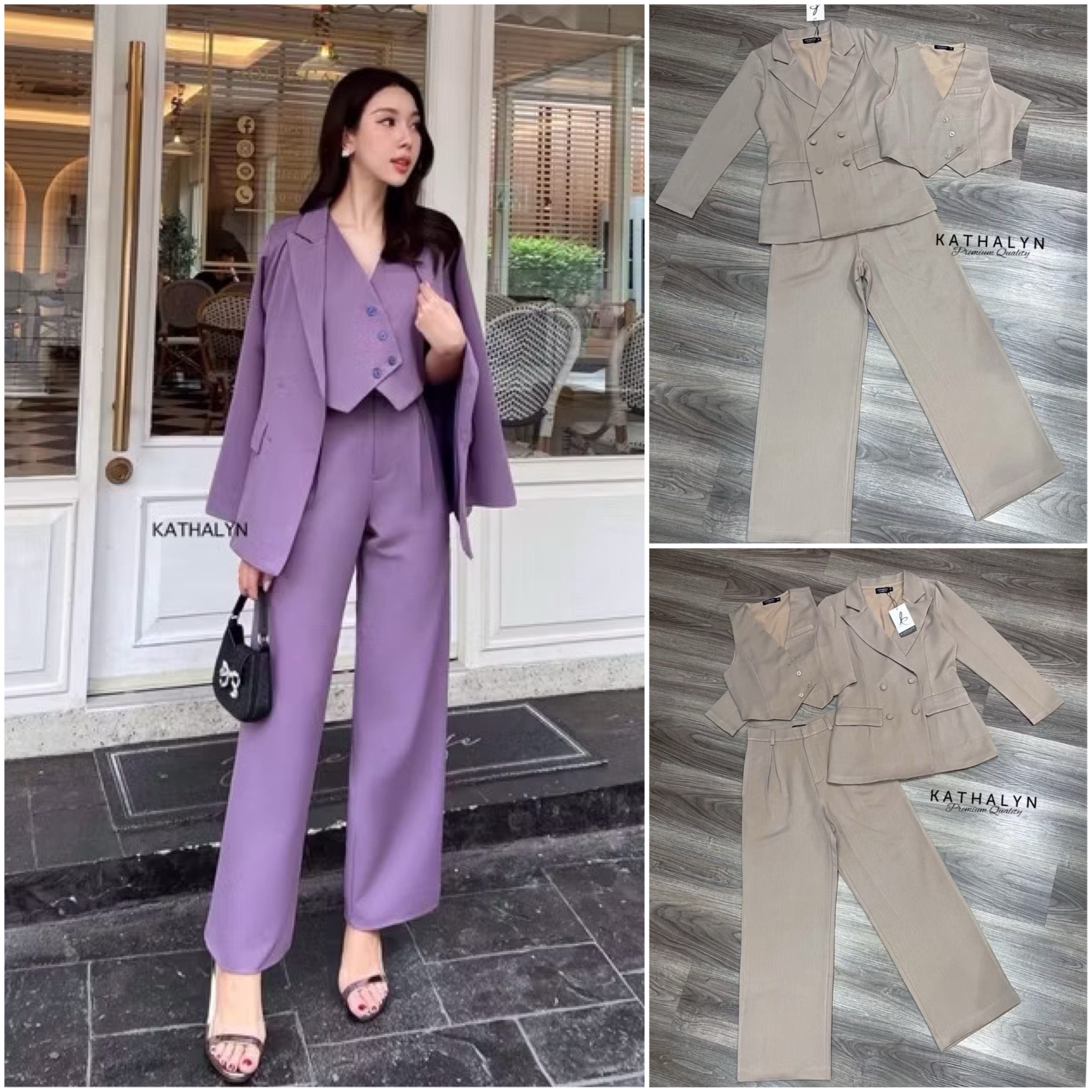 ชุด 3ชิ้น เสื้อครอปสั้นแขนกุดทรงปล่อย คอวีแบบขวาทับซ้าย สีสวยขับผิวแต่งกระดุมเฉียงตามเสื้อสุดเก๋ แมทช์คู่กับเบเซอร์แขนยาวทรงโคร่งนิดหน่อยดูเท่ห์ๆสีเดียวกันกับชุด แมทช์คู่กับกางเกงขายาวทรงกระบอก ใส่สบาย : สินค้าคุณภาพ (พร้อมส่ง)